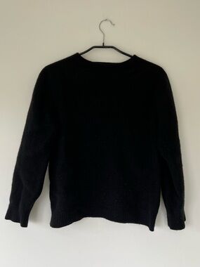 Classic Black Women's Wool Sweater - Minimal Crewneck